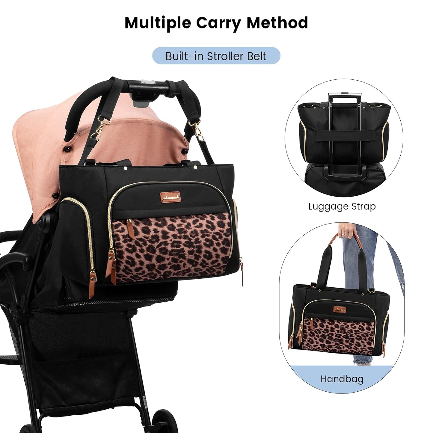 LOVEVOOK Breast Pump Bag & Diaper Tote - 3Pc Set for Breastfeeding Moms - Laptop Pocket, Cooler & Changing Pad - Fits Most Pumps