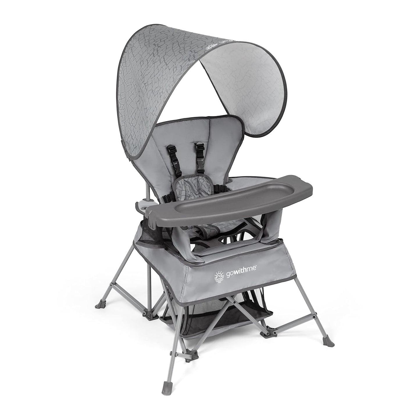 Baby Delight Go with Me Venture Portable Chair | Indoor and Outdoor | Sun Canopy | 3 Child Growth Stages | Elephant Grey