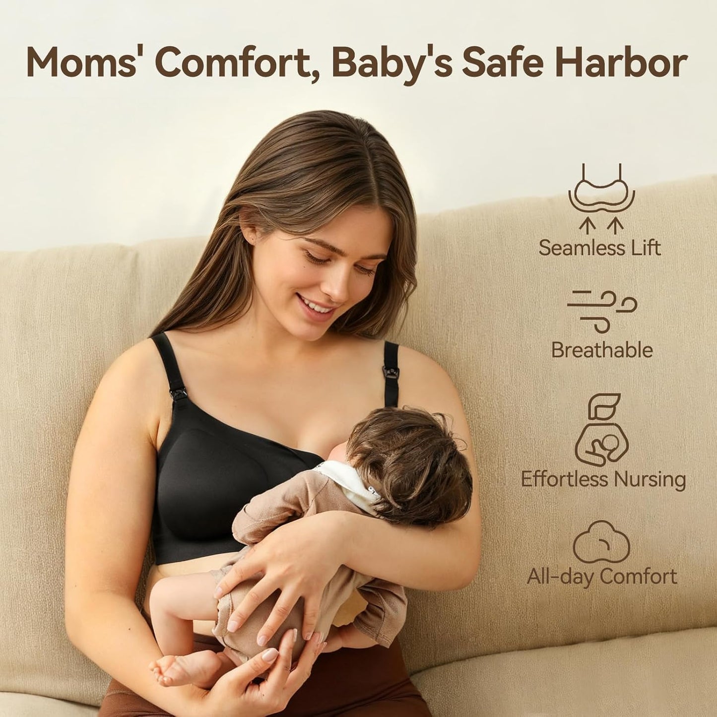 Nursing Bras for Breastfeeding, Leakproof Seamless Comfort Maternity Bras for Pregnancy Sleep with Extra Extender
