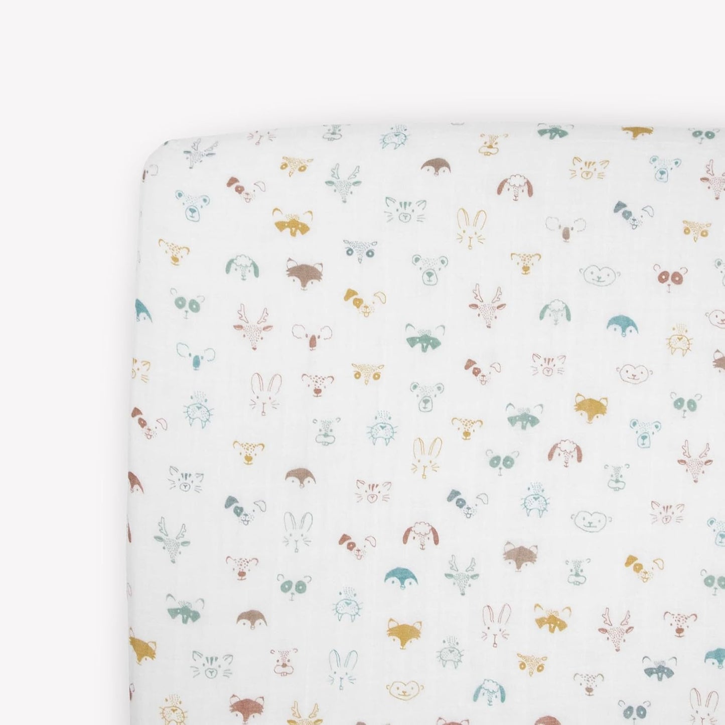 Little Unicorn Premium Crib Sheet | Breathable & Super-Soft Muslin Fabric (Animal Crowd)