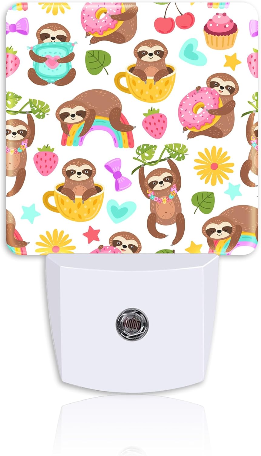 Cute Sloths Eat Dancing or Dream Night Light for Kids Girls Boys,LED Night Light Plug into Wall with Dusk to Dawn Sensor for Room Decor,Hallway,Kitchen,Bathroom,Nursery,Stairs