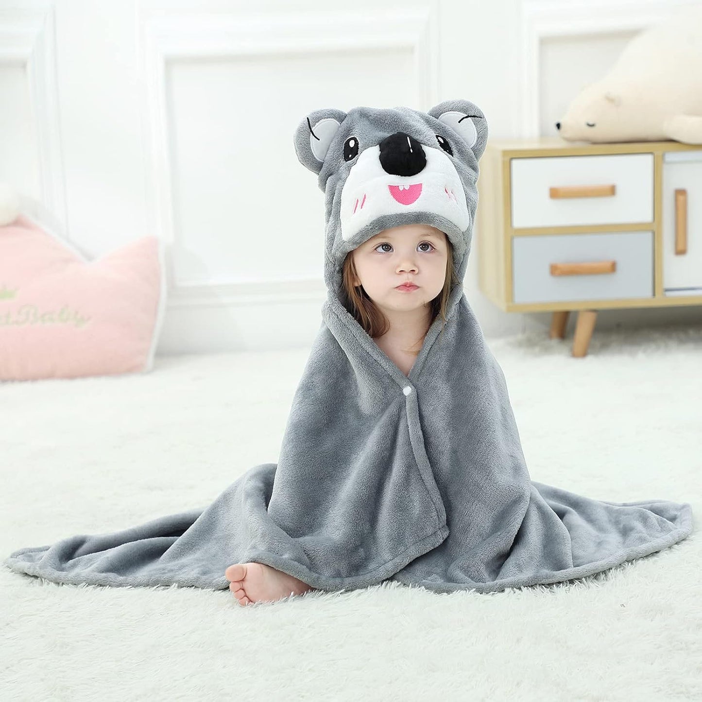 Wearable Blanket Hoodie for Kids Toddlers Hooded Towels Soft Cozy Flannel Wearable Throw Blanket Hoodie for Boys Girls Birthday Gifts (Koala 50 * 40)
