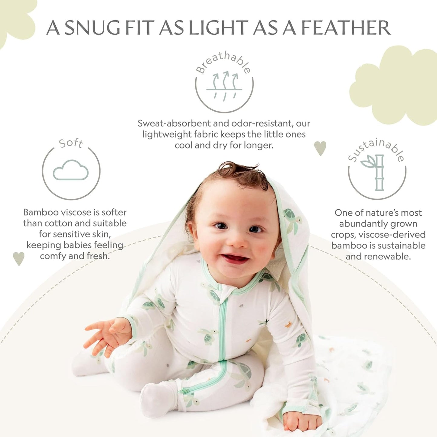 Bamboo Little Soft Baby Footie Pajamas, Baby Clothes, Newborn Sleepers, 95% Viscose and 5% Spandex, 0-24 Months