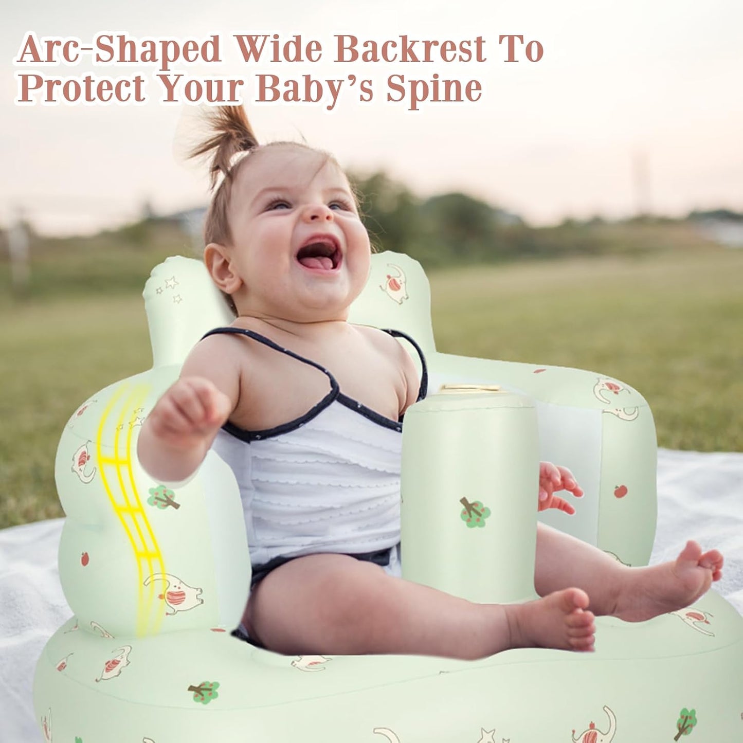 Inflatable Baby Seat, Inflatable Baby Chair for Babies 3 Months and Up, Summer Blow Up Chair with Built in Air Pump, Infant Floor Seats for Learning to Sit, Palying, Camping, Elephant