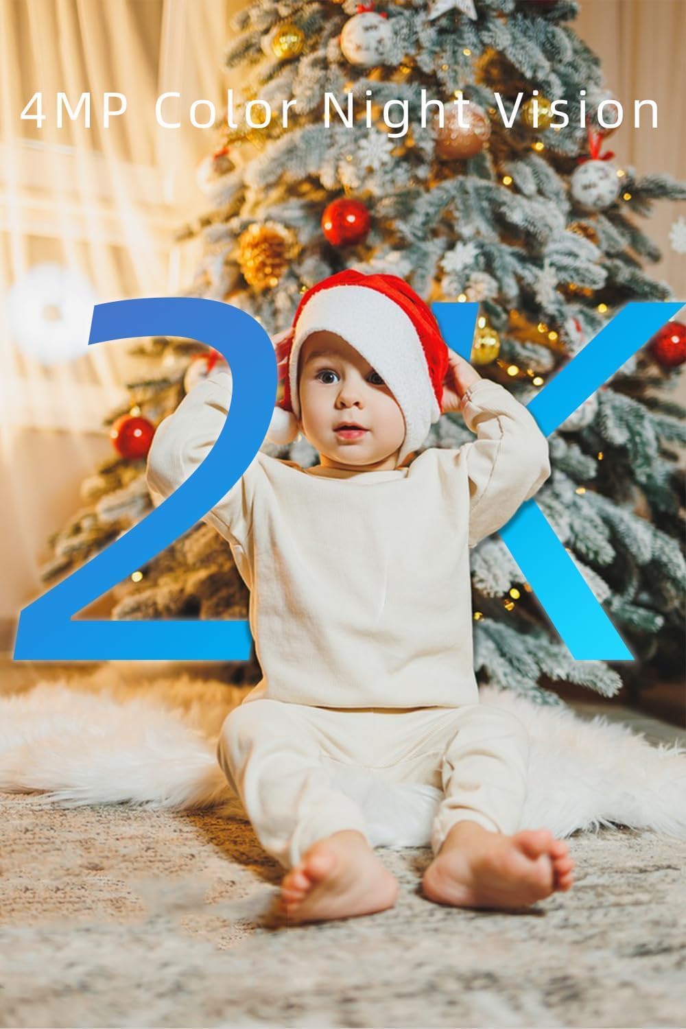 Rraycom 2K Security Camera for Baby Monitor, Pan/Tilt Indoor Cameras for Home Security, Indoor Camera with Motion Detection and Tracking, 2-Way Talk, Color Night Vision,24/7 Cloud &SD, Works w/Alexa