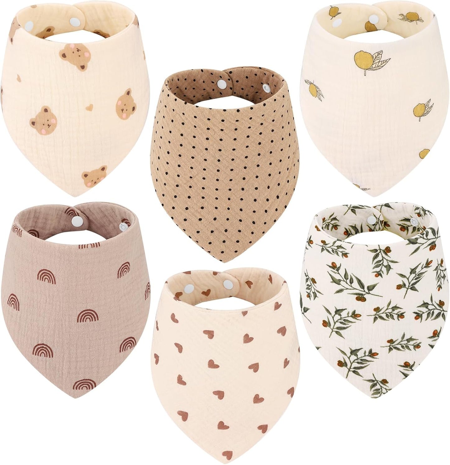 Accmor Muslin Baby Drool Bibs 6 Pack Baby Bandana Drool Bibs Soft Cotton Baby Bandana Bibs for Teething Drooling