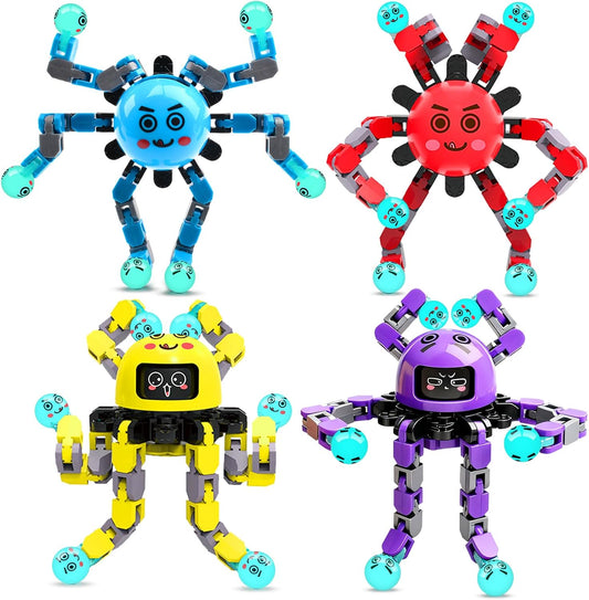 Transformable Fidget Spinner Toys for Kids and Adults,4 PCS Finger Sensory Toy for Boys Girls Autism ADHD Relief,Gifts for Chrismas Birthdays Party Favors for Teens Travel Stocking Stuffers