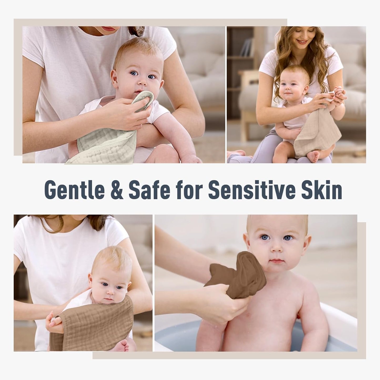 Yoofoss Muslin Burp Cloths for Baby 10 Pack 100% Cotton Baby Washcloths for Boys Girls Large 20''X10'' Super Soft and Gradient Coffee