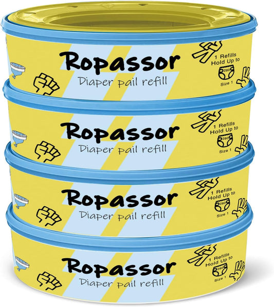 Diaper Pail Refill Bags for Genie Complete/Expressions & Munchkin Step Diaper Pail (1120count) 4 Packs, 7-Layer Odor-Absorbing, Disposable Diaper Poop Bags, Baby essentials