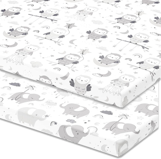 Bassinet Fitted Sheets Compatible with 4moms Breeze Plus Bassinet Model 1045 – Snuggly Soft 100% Jersey Cotton – 2 Pack – Not for Old Models