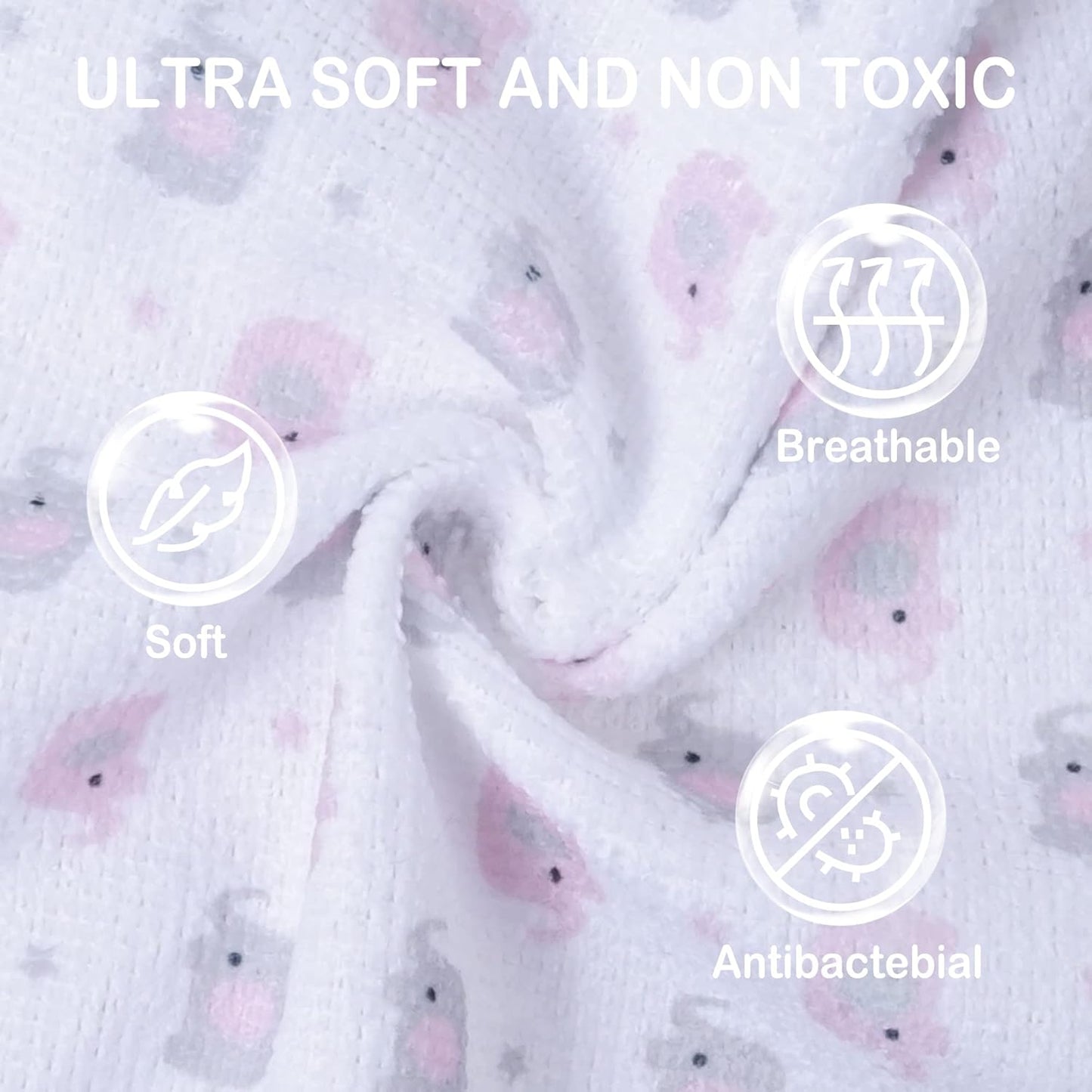 softan Baby Washcloths, 24Pack Baby Wash Cloths Extra Soft & Ultra Absorbent, Baby Towels and Washcloths Face Towel Unisex for Boys Girls Body, Washclothes Gentle on Sensitive Skin, 9x9 Pink Elephant