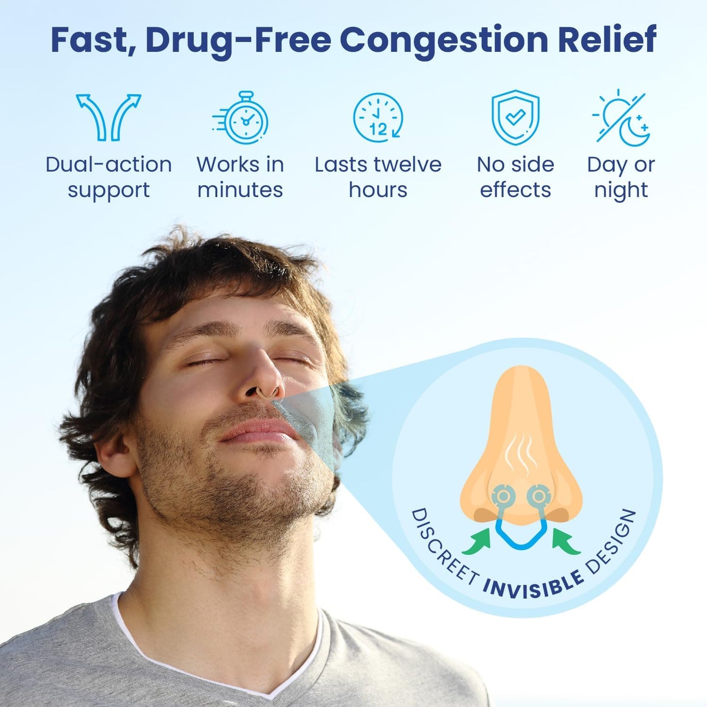 Mentholated Nasal Dilators for Breathing, Instant Nasal Congestion Relief, Nose Clips for Snoring, Nasal Dilators for Sleeping, Mentholated Peppermint, 14 Count, Drug-Free