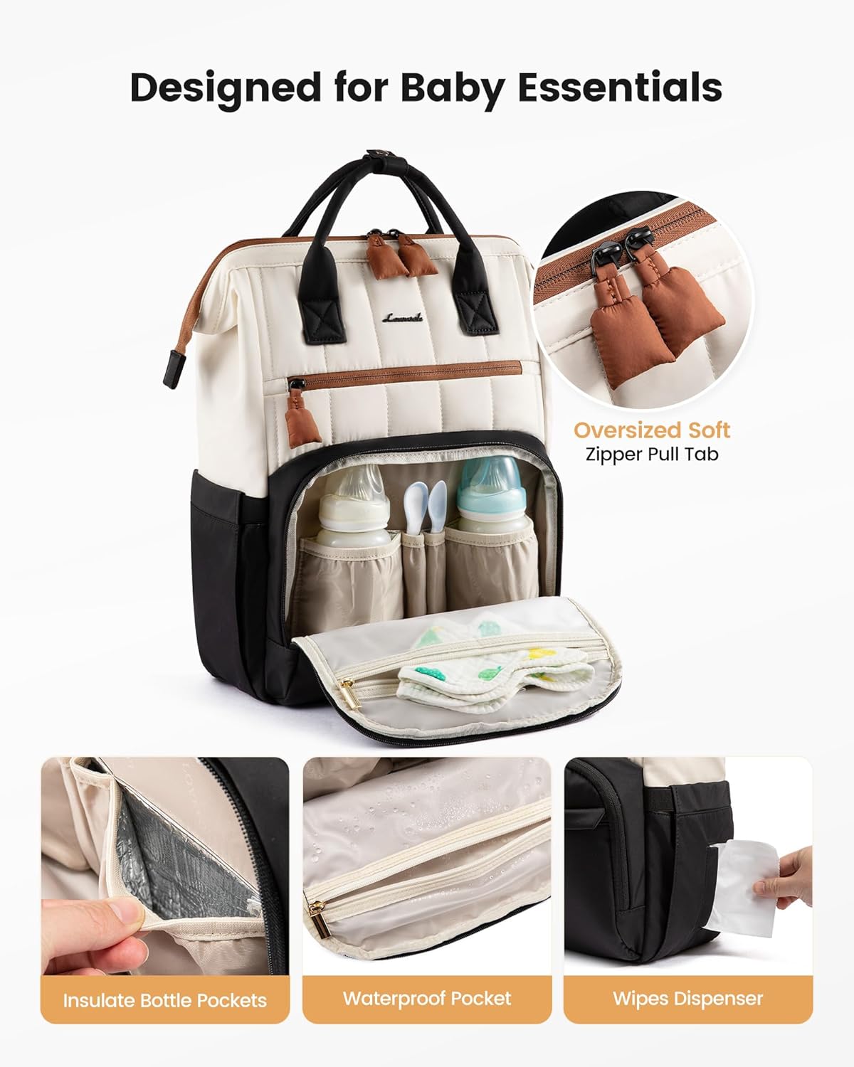 LOVEVOOK Puffer Diaper Backpack, Lightweight Baby Bag with Changing Pad, Diaper Bag for Mom Dad with Stroller Buckles