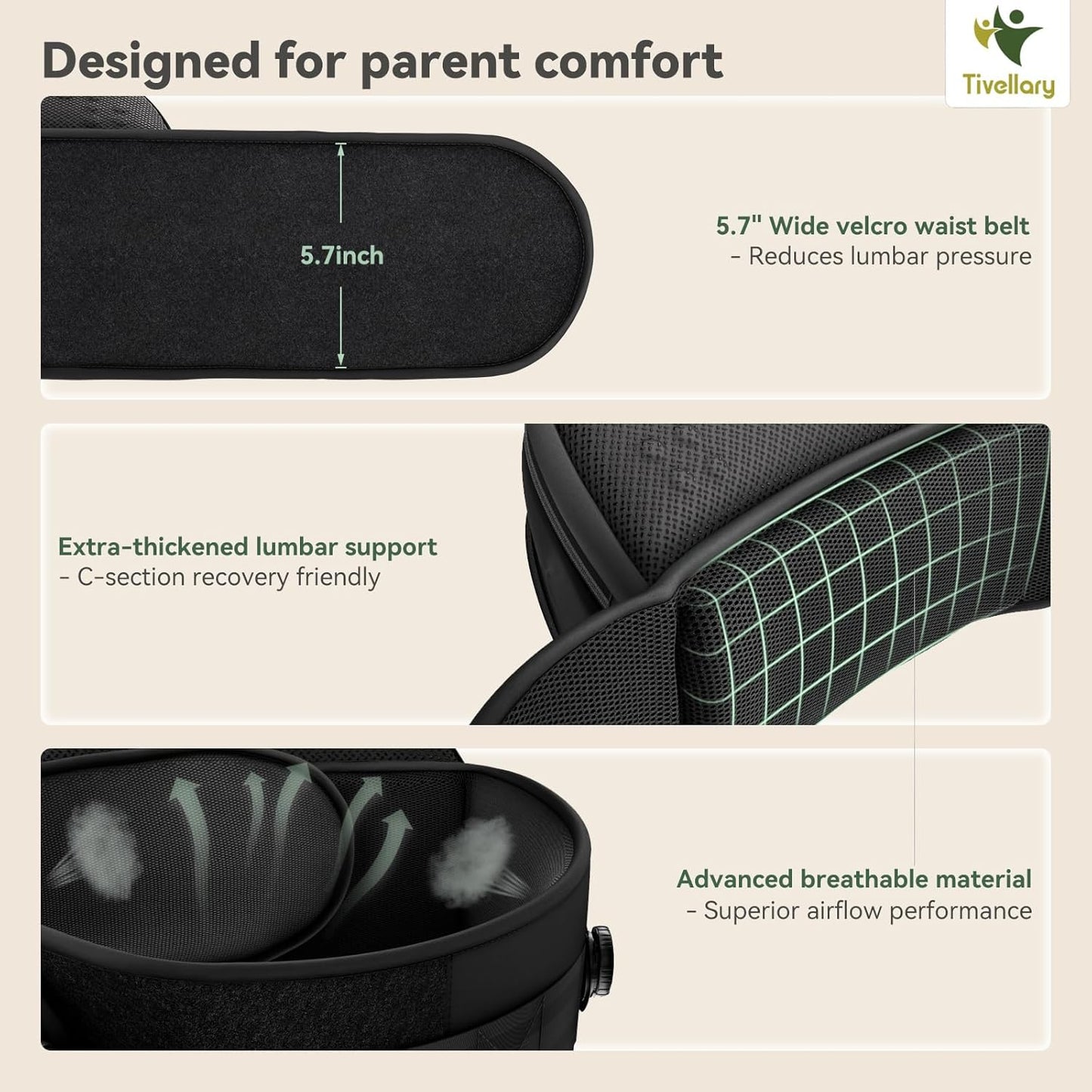 Baby Carrier with Hip Seat, Parent-Approved Baby Hip Carrier & Toddler Carrier, Comfortable Wide Waist & Lumbar Support, Thick Seat with Storage, Adjustable Knob, Supports 44lbs, Black