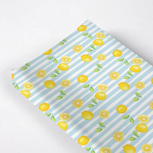 Summer Lemon Leaves Stripes Pattern Baby Changing Pad Cover, Unisex Fruits Nursery Diaper Changing Table Pad Mat Sheet for Boys Girls-16x32