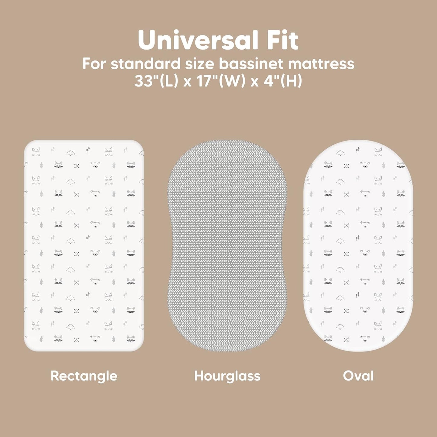 2-Pack Baby Bassinet Sheets Girl, Boy - 33x17 Viscose Derived from Bamboo Bedside Mattress Fitted Bassinet Sheets, Compatible with Halo Bassinest Swivel Sleeper, Baby Delight, Graco (Nordic)