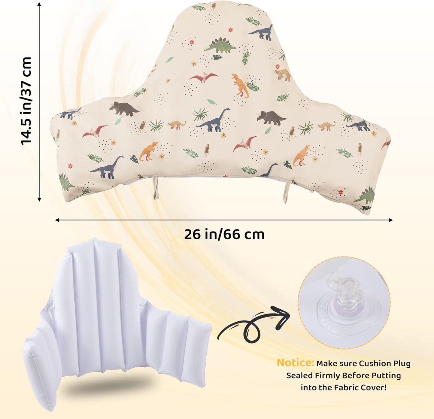 High Chair Cushion with Cover Pad for IKEA Antilop Babies Toddlers Inflatable & Reversible Built-in Inflatable Cushion
