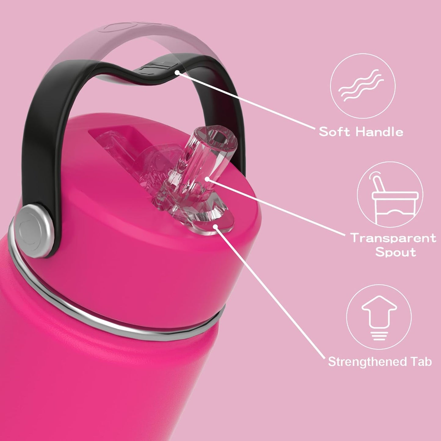Kids Water Bottle with Straw Lid 14oz, Vacuum Insulated 316 Stainless Steel Water Bottles for Kids for School, Leakproof Water Bottle, BPA Free and Keep Cold for 24 Hours