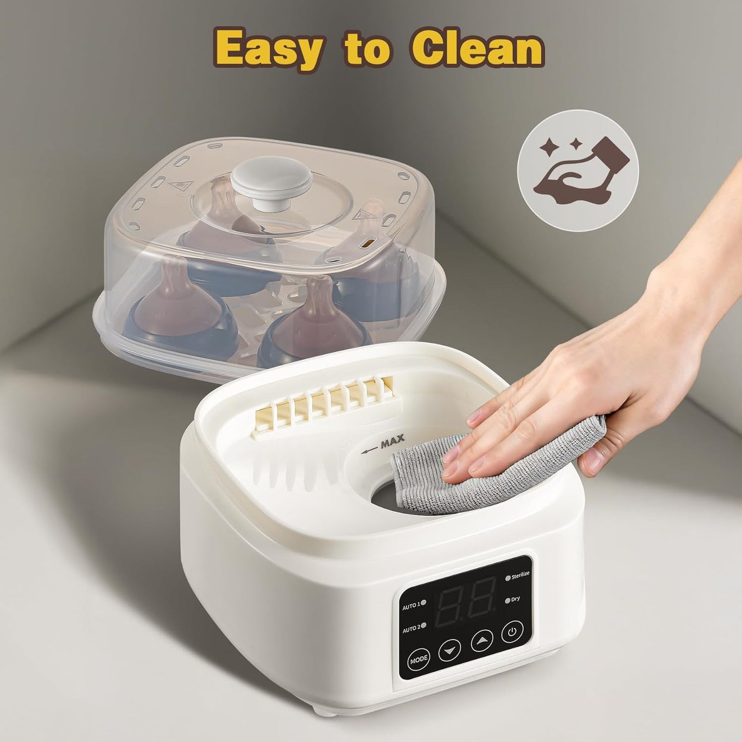 Baby Bottle Steamer and Dryer: 8 in 1 Compact Electric Steam - Portable for Travel and Home Use - for Baby Bottles Pacifiers Breast Pump Parts and Other Newborn Essentials BPA Free Auto Shut Off