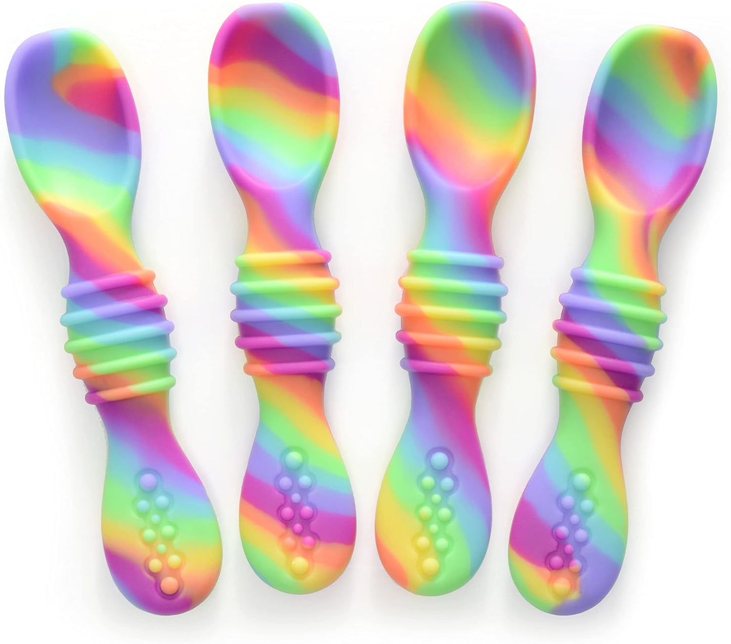 PrimaStella Silicone Chew Spoon Set for Babies and Toddlers - Safety Tested - BPA Free - Microwave, Dishwasher and Freezer Safe