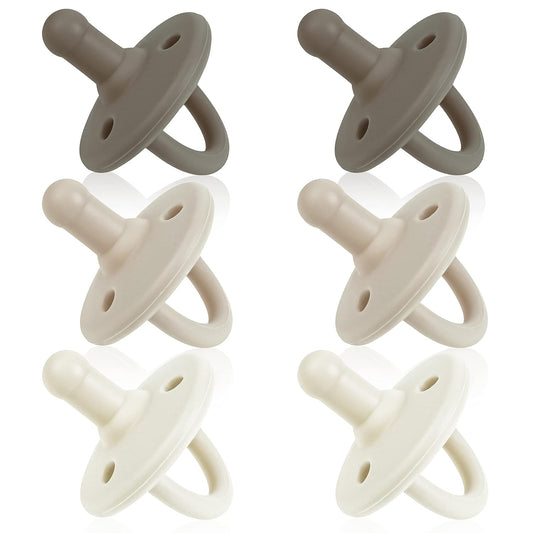 Sweet Child Pacifiers 0-18 Months, Set of 6 Ultra-Light Silicone Binkies with Collapsible Handle & 3 Air Holes for Added Safety, Best Newborn Pacifiers for Baby Boys Or Girls