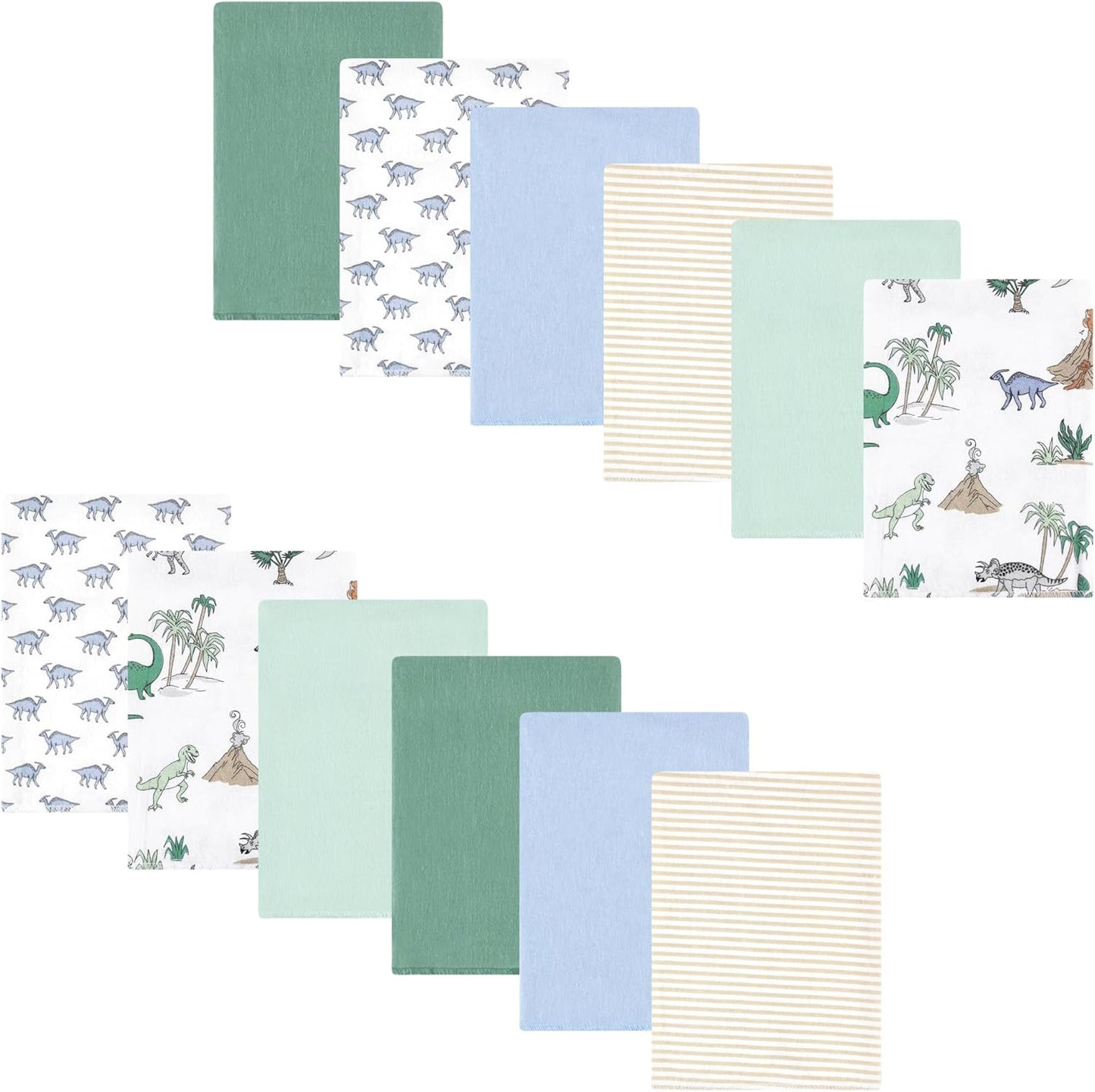 Luvable Friends Hudson Baby Flannel Burp Cloths 12pk, Pastel Dino