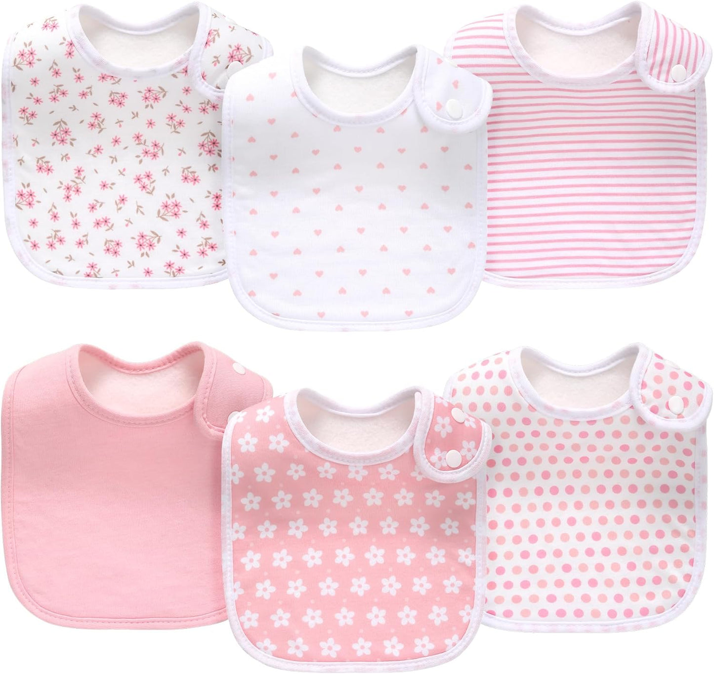 Pack of 6,Baby Bibs,Unisex,Soft and Absorbent,Adjustable,Easy to Use