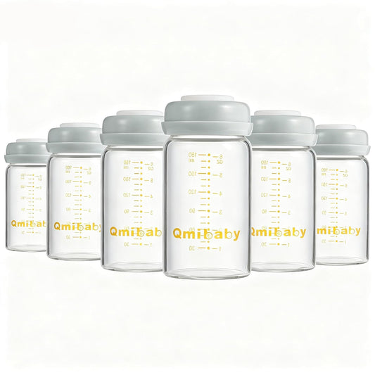 Breast Milk Storage Bottles 180ml 6oz BPA-Free Leak-Proof Baby Bottle for Breastmilk Storage Wide Neck Bottles with Screw Ring Sealing Disk Breastfeeding (Grey, 180ml-6Packs)