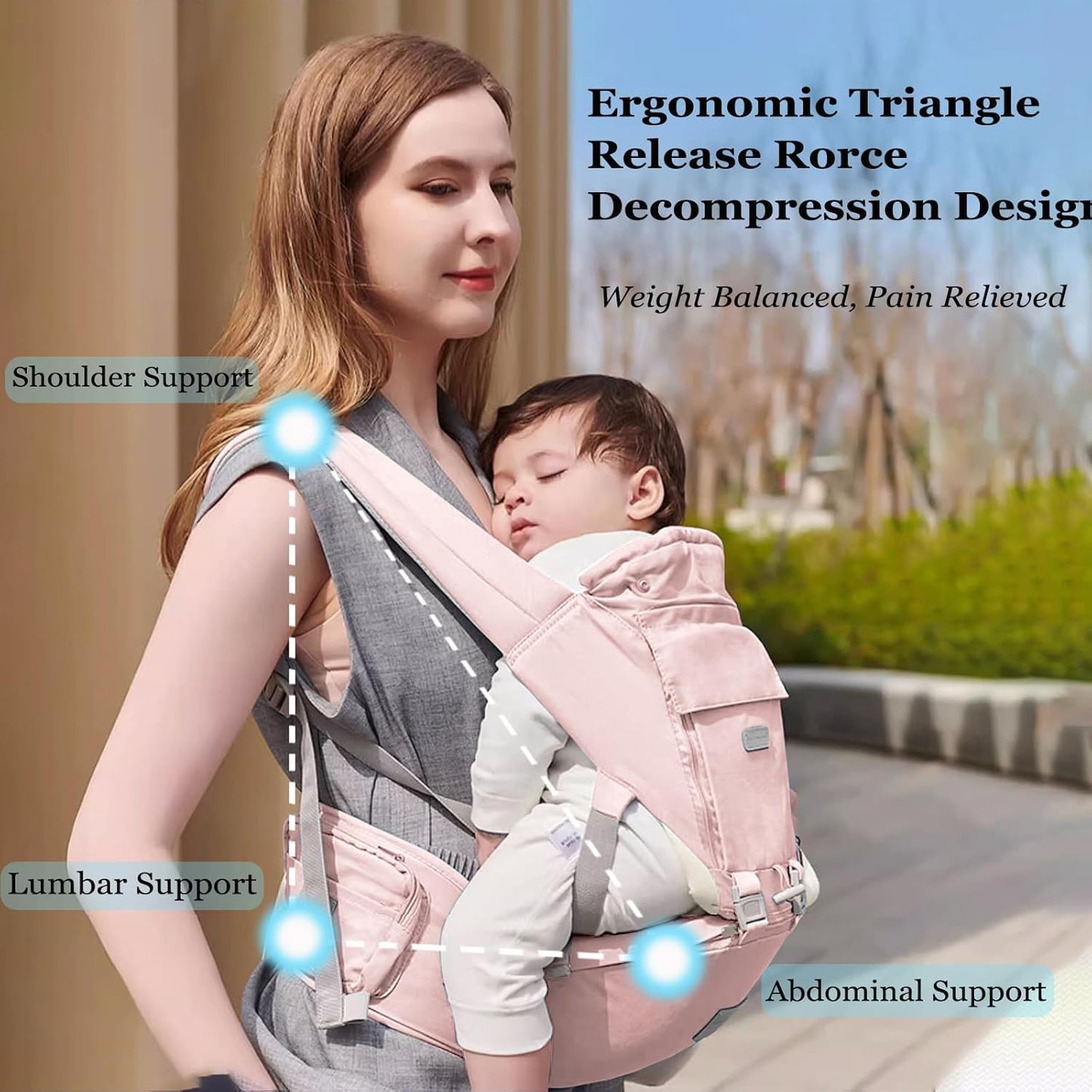 Baby Carrier Newborn to Toddler Baby Carriers with Seat Infant Baby Holder Backpack Baby Carriers Front and Back for Carrying and Hiking (Pink)