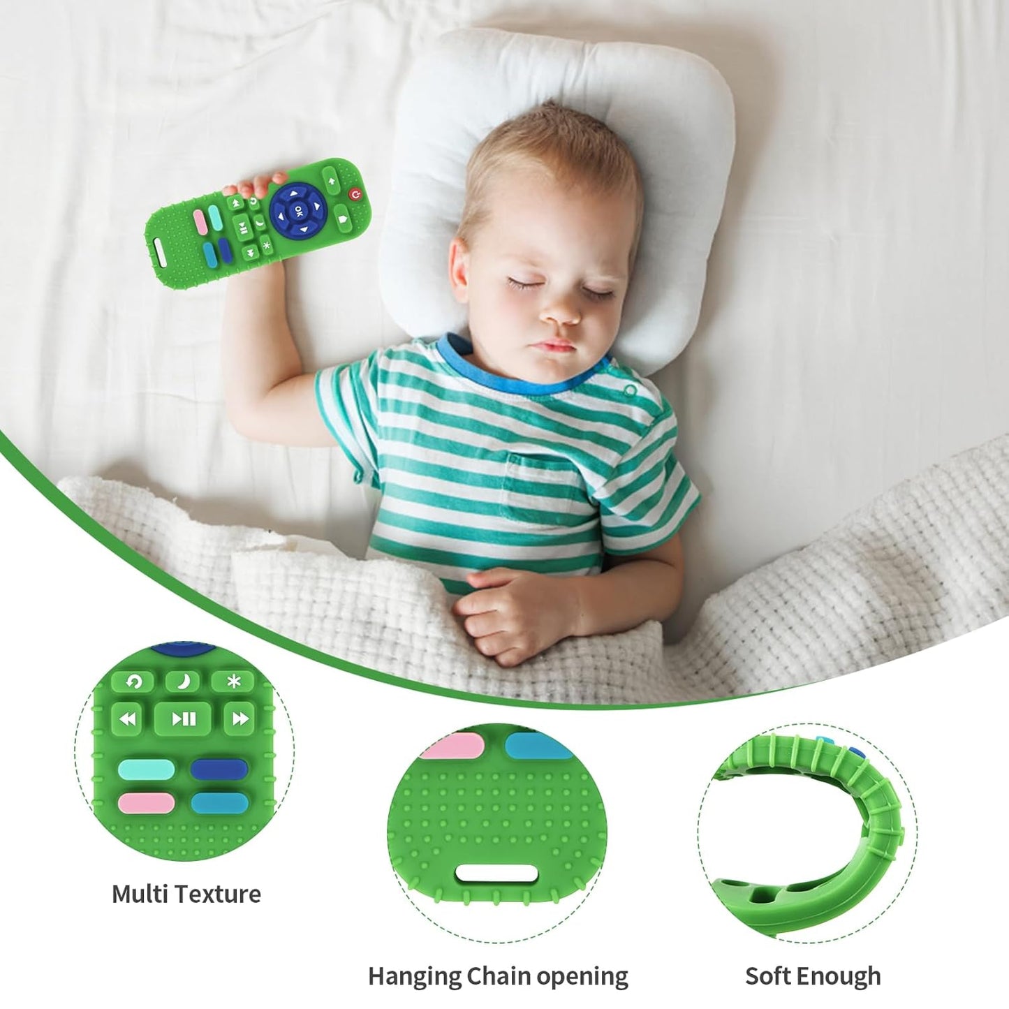 Hooku 2-Pack Silicone Teethers for Babies 0-6 & 6-12 Months, Sensory Chew Toys & Remote Control Toys for Infants & Toddlers