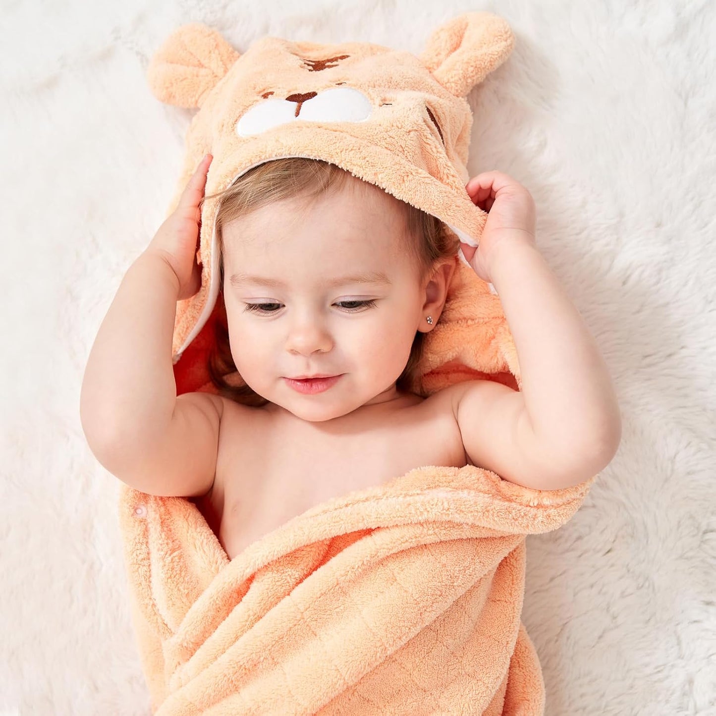 Toddler Towels with Hood Kids Hooded Bath Towel Baby Hooded Towel for Toddlers 0-5 Years, 2-Pack Absorbent Soft Toddler Bath Towel Kids Bath Baby Towels with Hood Thick 50'' x 32'' Large