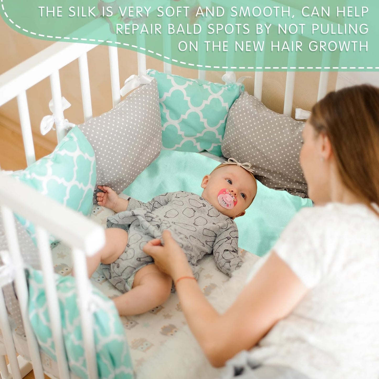 Hosuly 2 Pcs Satin Bassinet Sheet Baby Hair Soft Silk Feeling Sheet Baby Bassinet for Rectangle Cradle Pad Mattress Boys Girls Newborn Infant (Green and Blue)