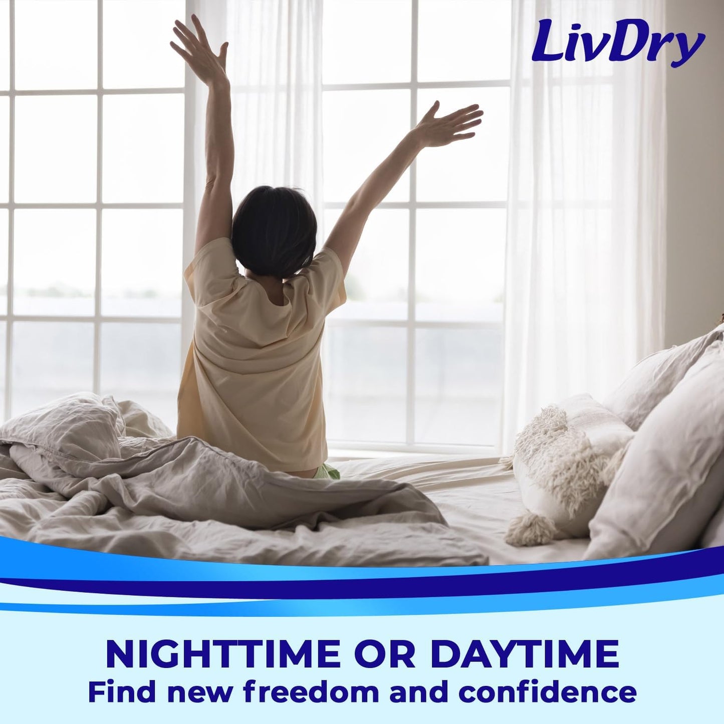 LivDry M Overnight Adult Diapers for Women and Men, Incontinence Underwear, Medium, 68-Pack