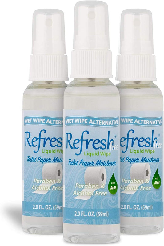 Refresh Liquid Wipe Toilet Paper Spray 3-Pack | Alcohol-Free Wet Wipe Alternative for Sensitive Skin | Eco-Friendly | Septic Safe – 2 fl oz Each