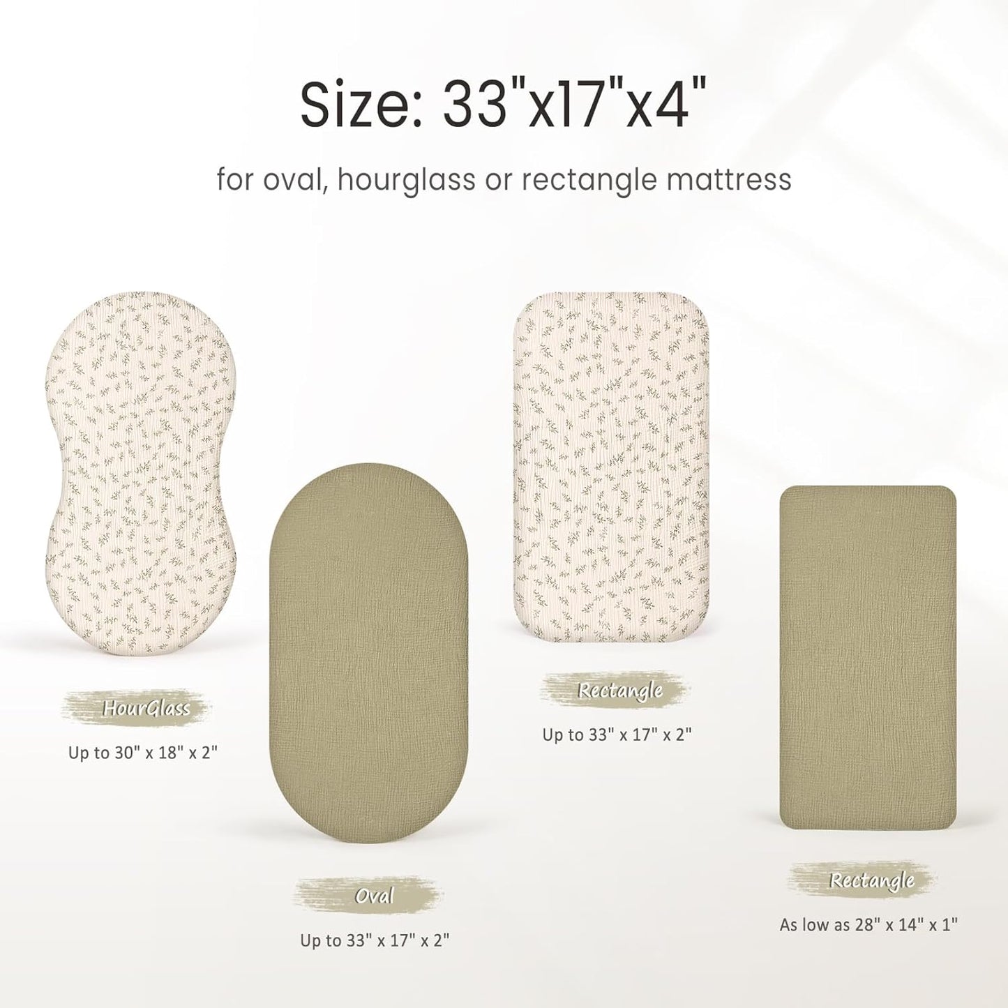 lulumoon Muslin Bassinet Sheets Baby: Cotton Bassinet Sheets Fitted for Boys and Girls - Bassinet Mattress Sheets for Oval Rectangle or Hourglass