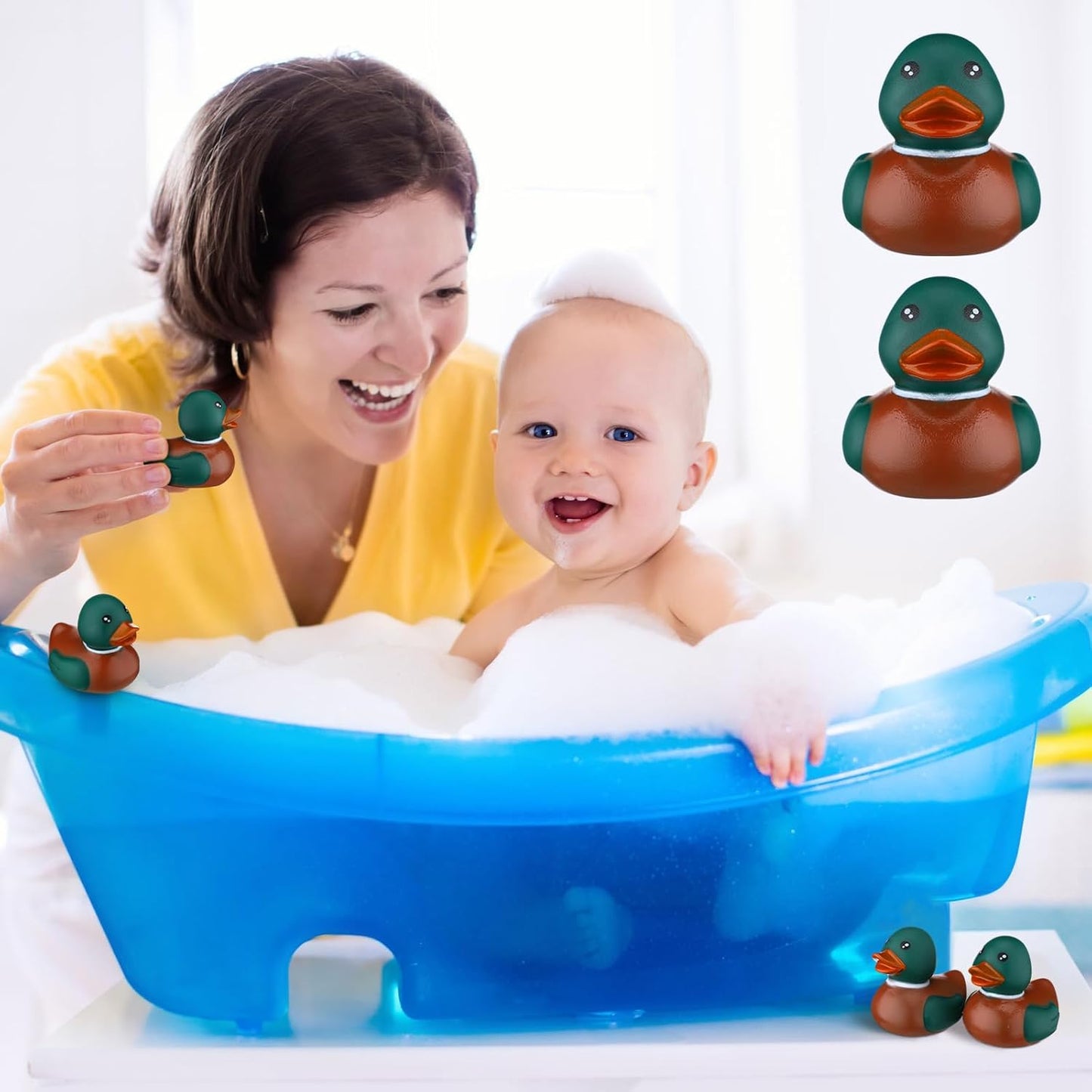 Rubber Duck 2 Inch Duck Bath Floating Rubber Ducky Adorable Party Supplies for Ducky Birthday Party Gift Nature Birds Lovers Hunting Decoration(24 Pcs,Mallard)