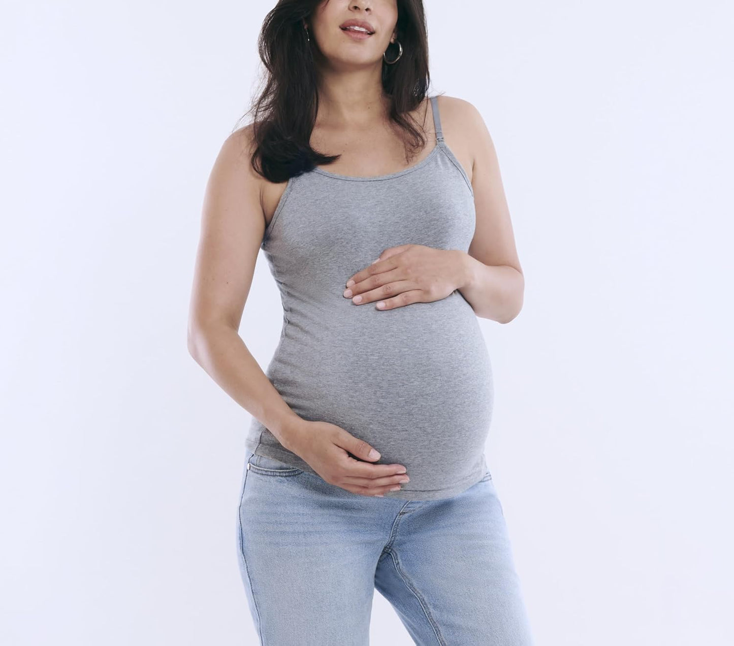 Motherhood Maternity Women's Clip Down Nursing Tank Top Cami with Adjustable Straps and Built-in Shelf Bra for Breastfeeding