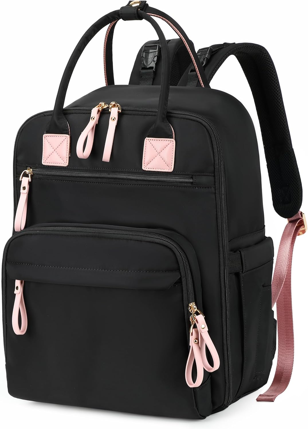 18 Pockets Large Diaper Bag Backpack with Waterproof Pockets and Stroller Buckle, Convertible Baby Bag (Black, Large)