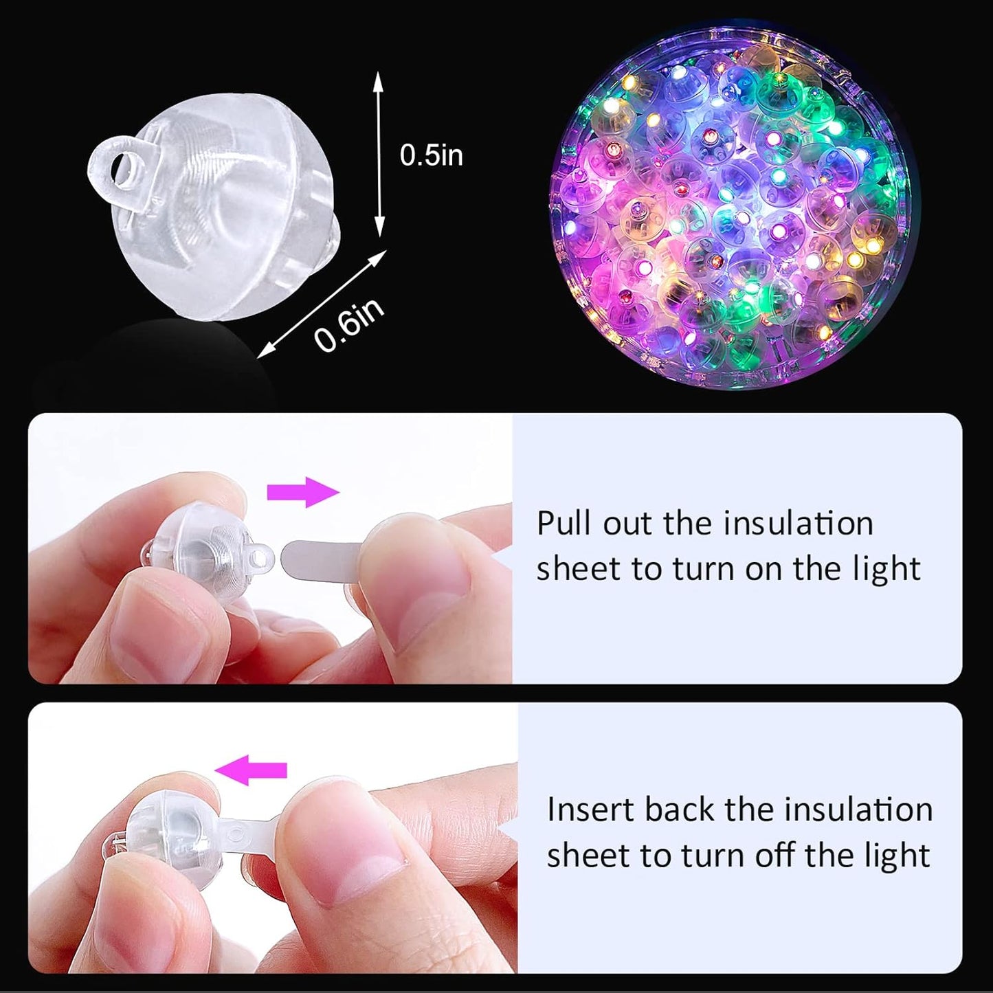 ZGWJ 50PCs Mini Led Lights, Flash Led Balloons Light up Balloons for Neon Party Lights, Paper Lanterns, Easter Eggs, Birthday Party, Wedding, Halloween, Christmas Decoration