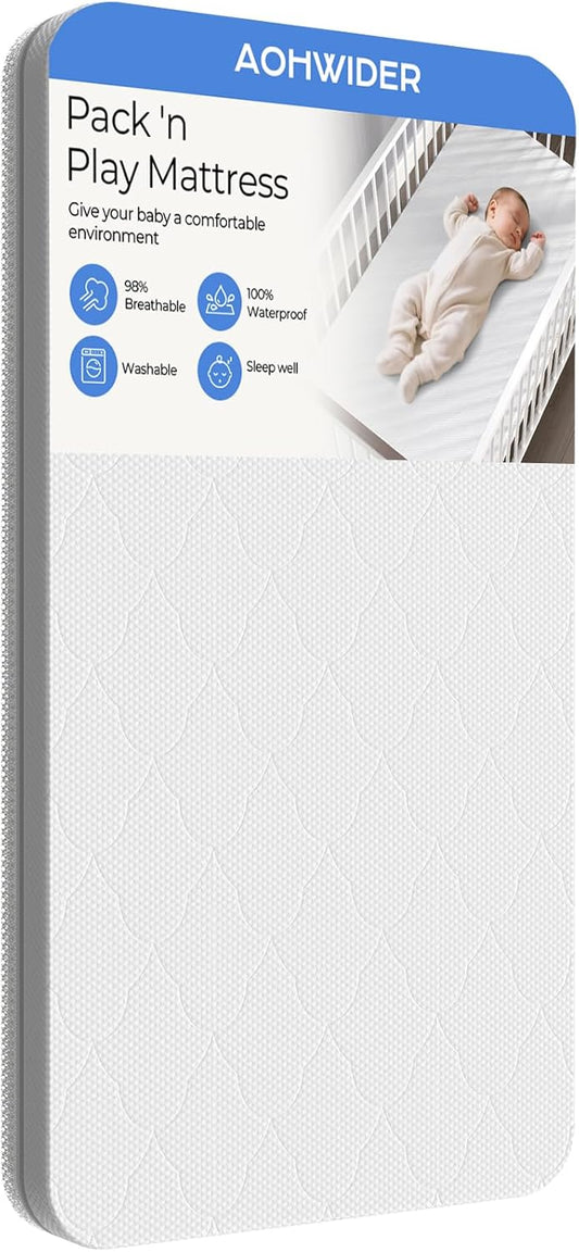 38x26 Pack n Play mattresses: 1.5" Thick Dual Side Gel Memory Foam Pack and Play Mattress pad Fit for graco/Baby Trend Pack n Play - All-Season Design - Exact Fit Pack n Play and playpen