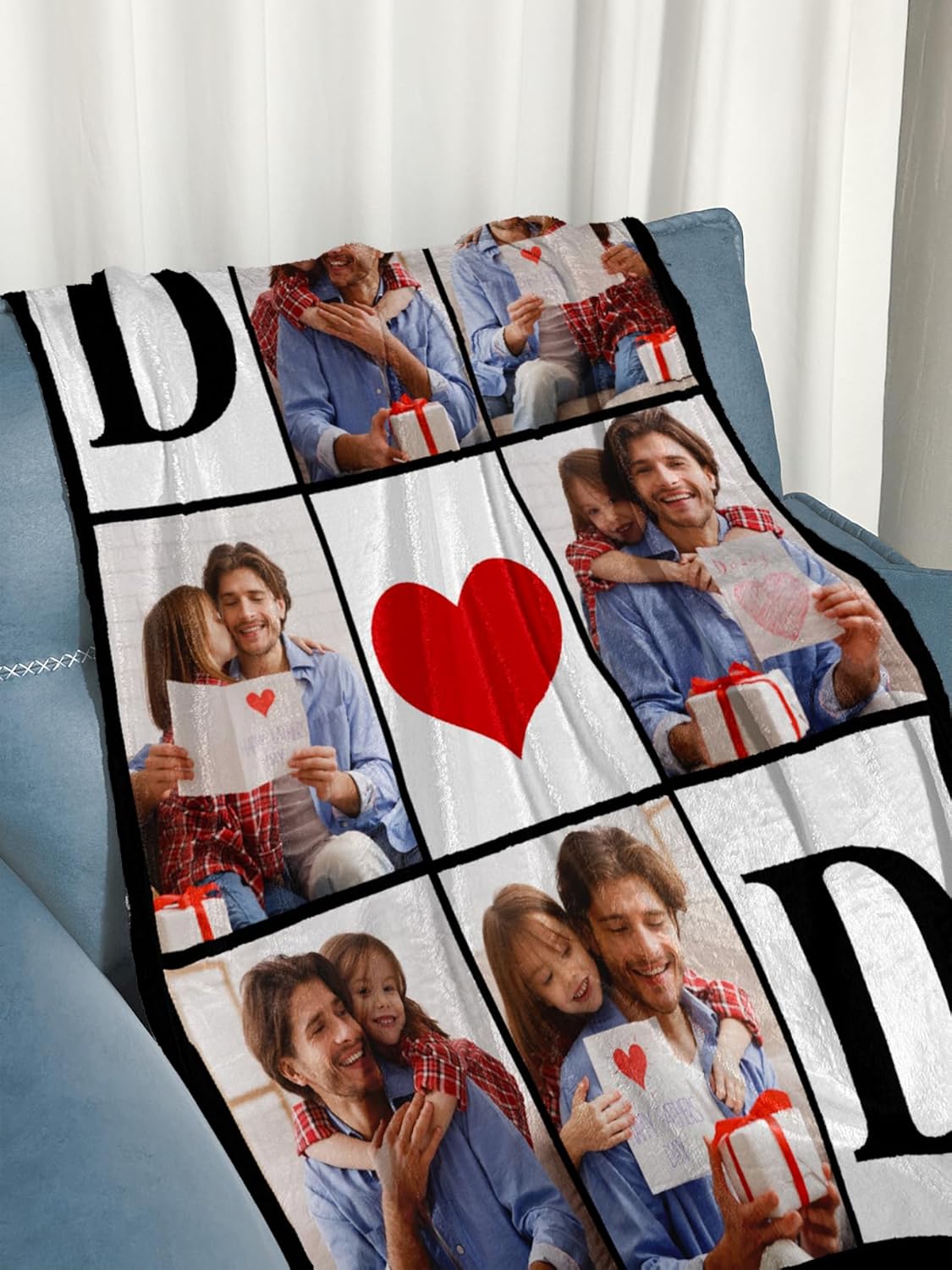 Gifts for Dad Custom Blankets with Photos Personalized Photo Blankets with Picture for Dad, Customized Throws Blanket Gifts for Fathers Day Birthday, 40 * 50in