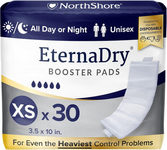 NorthShore EternaDry Booster Pads for Men and Women with Adhesive, X-Small, Pack/30