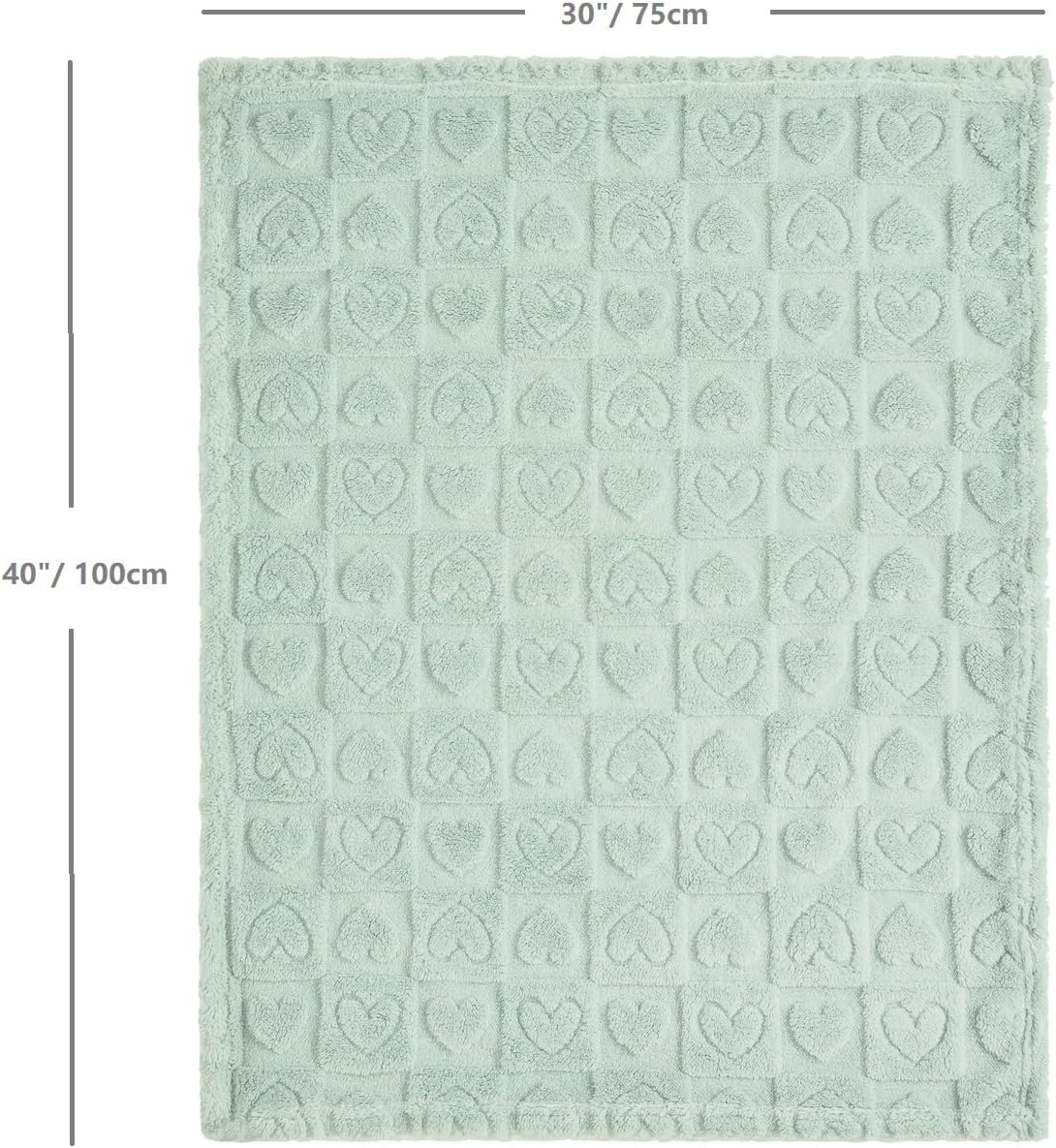 CREVENT 30"X40" Cozy Soft Warm Sherpa Baby Blanket for Girls Boys, Newborn Essentials for Infant, Baby Shower Receiving Gift - Green Heart 75X100cm + Gift Bag with Ribbon