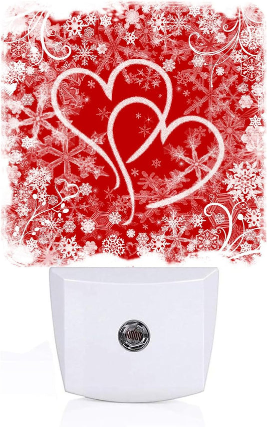 Red Sweet Hearts Night Light,Plug Into Wall with Dusk to Dawn Light Sensors, Warm Nightlights for Bedroom, Bathroom, Hallway, Kitchen, Gifts Ideal for Boys Girls Women Men
