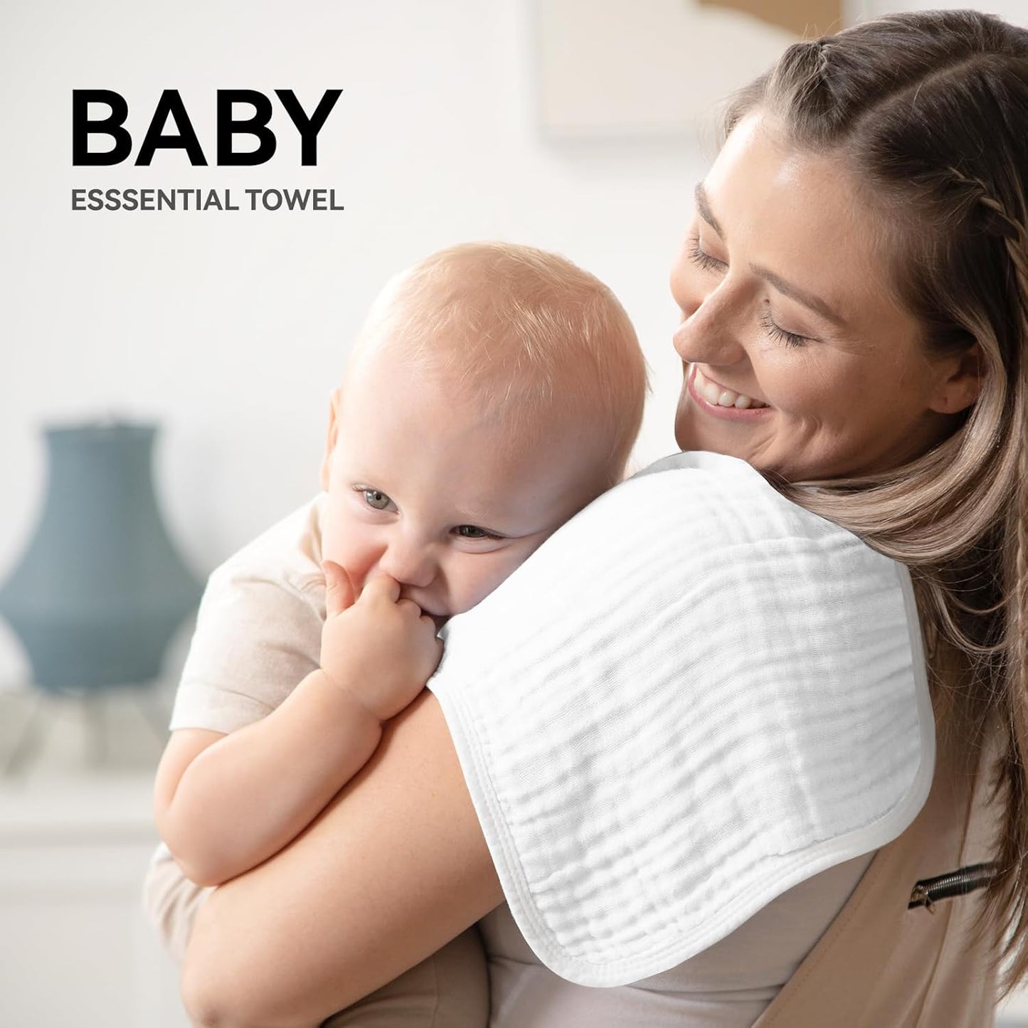 Synrroe Burp Cloths Large, Muslin Burp Cloths for Baby Girls and Boys, Pack of 10 Extra Absorbent and Soft Muslin, 6 Layers 20 by 10 Inches 100% Cotton (White 10 Pack)