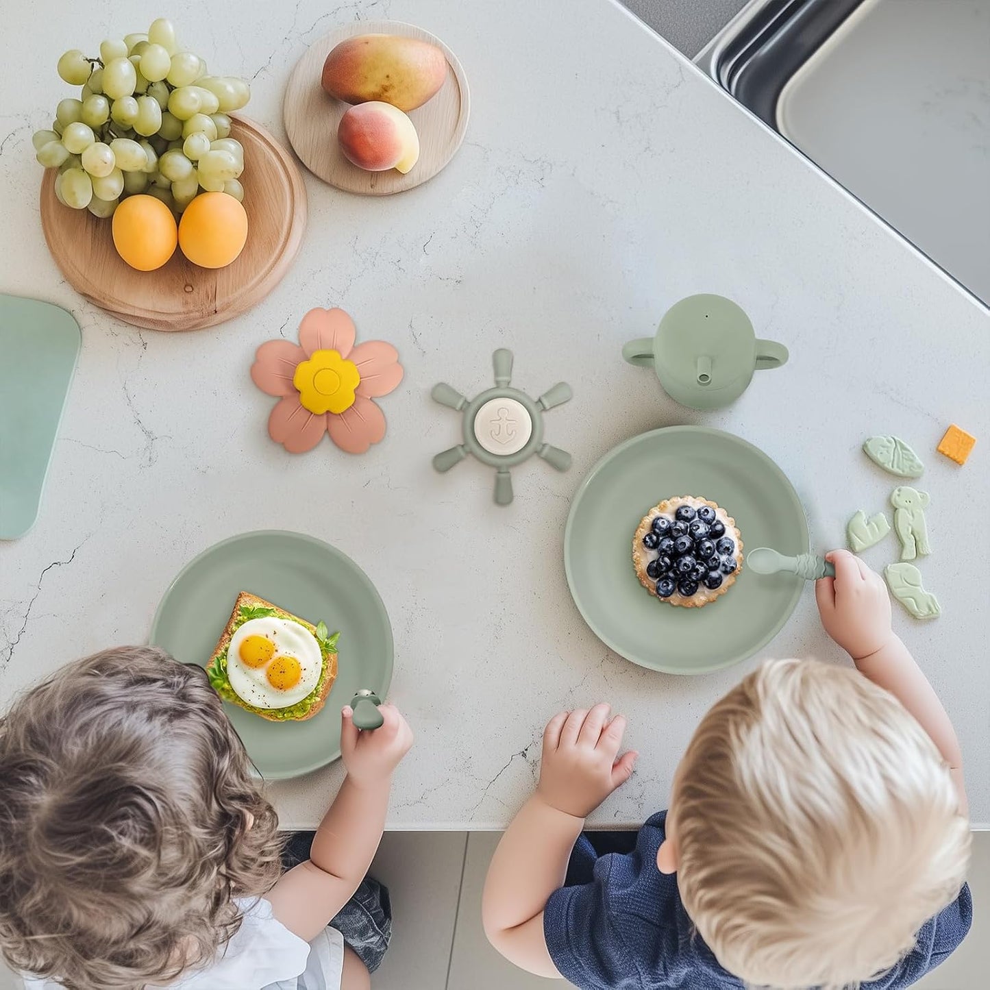 Suction Cup Spinner Toys | Baby Bath Toys for Kids Ages 1-3 | Suction Toys, Baby Toys, Sensory Toys for Car Travel, Table, Highchair, Window, Bathtub (Power Rose+Dusty Lilac)