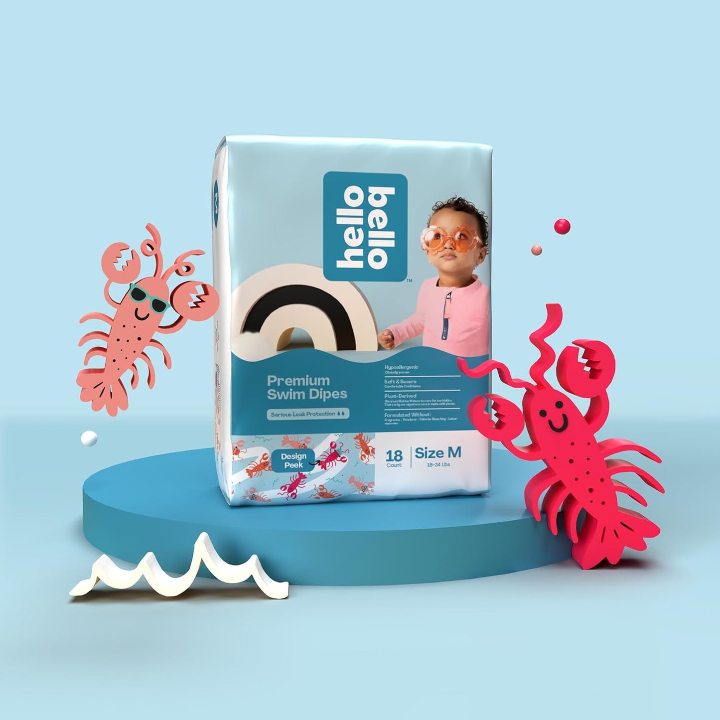 Hello Bello Premium Swim Diapers I Affordable and Eco-Friendly Disposable Swim Dipes for Babies and Kids I Size Medium