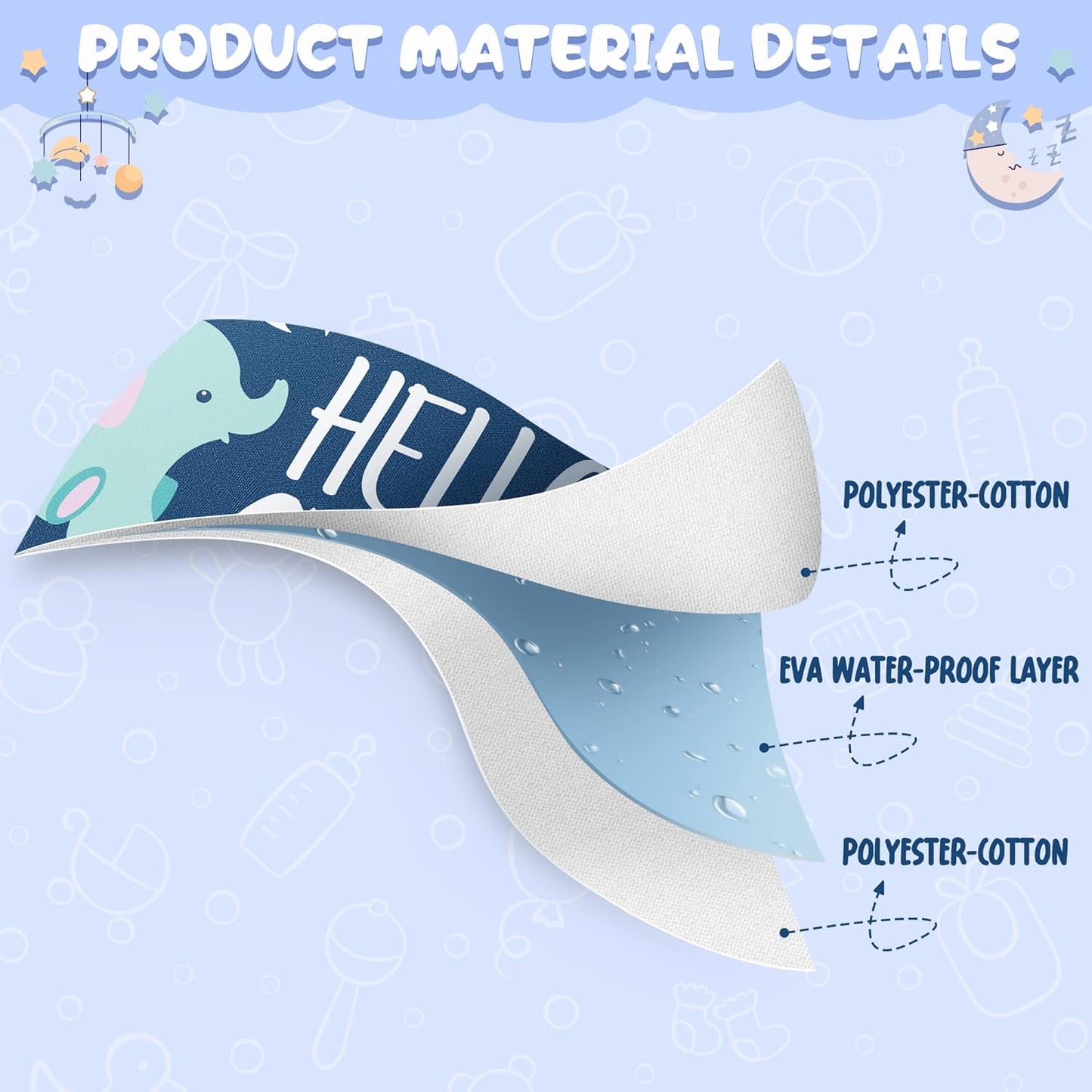 7Pcs Cotton Waterproof Baby Bibs Hook Loop Closure Newborn Bib Keepsake Baby Gift for Drooling Feeding Eating