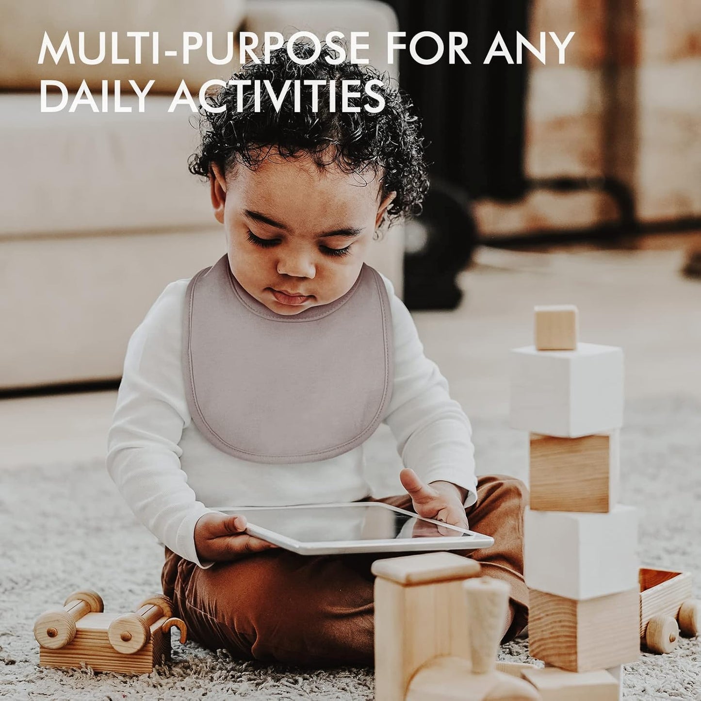 10 Pack Cotton Snap Bibs for Baby Boy Girl, Super Soft Drool Bibs for Teething and Feeding