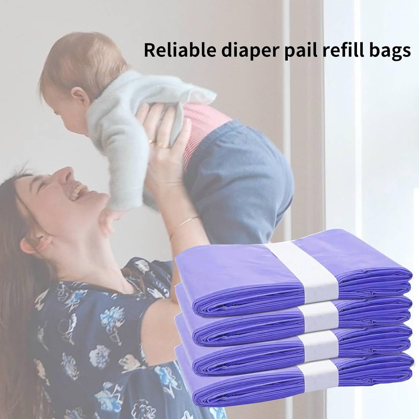 Refills Only Compatible with Dekor Classic Diaper Pail Refills, Diaper Pail Refill Bags Extra 12% Length 4 Pack for 2376 Diapers, Extra Length Diaper Pail Refills